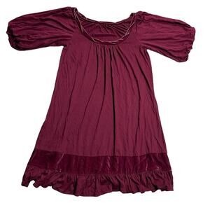 Juicy Couture Y2K Velvet Babydoll Mini Dress Boho Womens Small Wine MSRP $228